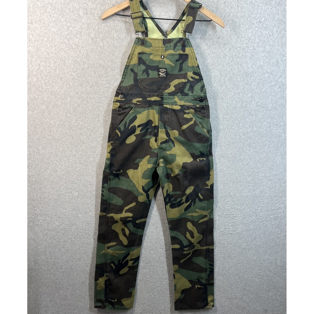Pointer Brand Overalls Kids Size 12 Camo Woodland Camouflage Made USA‎ Excellent
